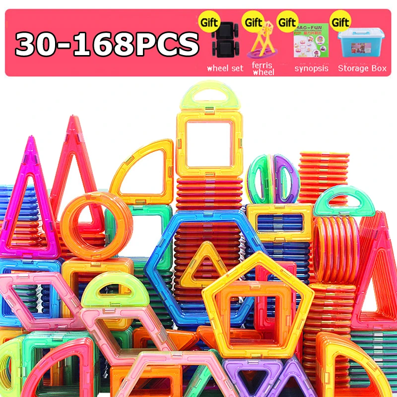 30-168pcs Big Size Magnetic Designer Construction Set Model Building Block For Children Intelligent Educational Toys | Игрушки и хобби