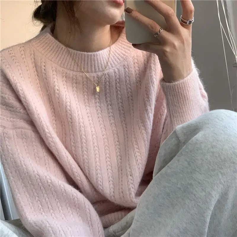 

Pullovers Women Japanese Style Sweet Girls Fall Clothing Candy Colors Solid Simple All-match Loose Plus Size S-3XL Chic Fashion