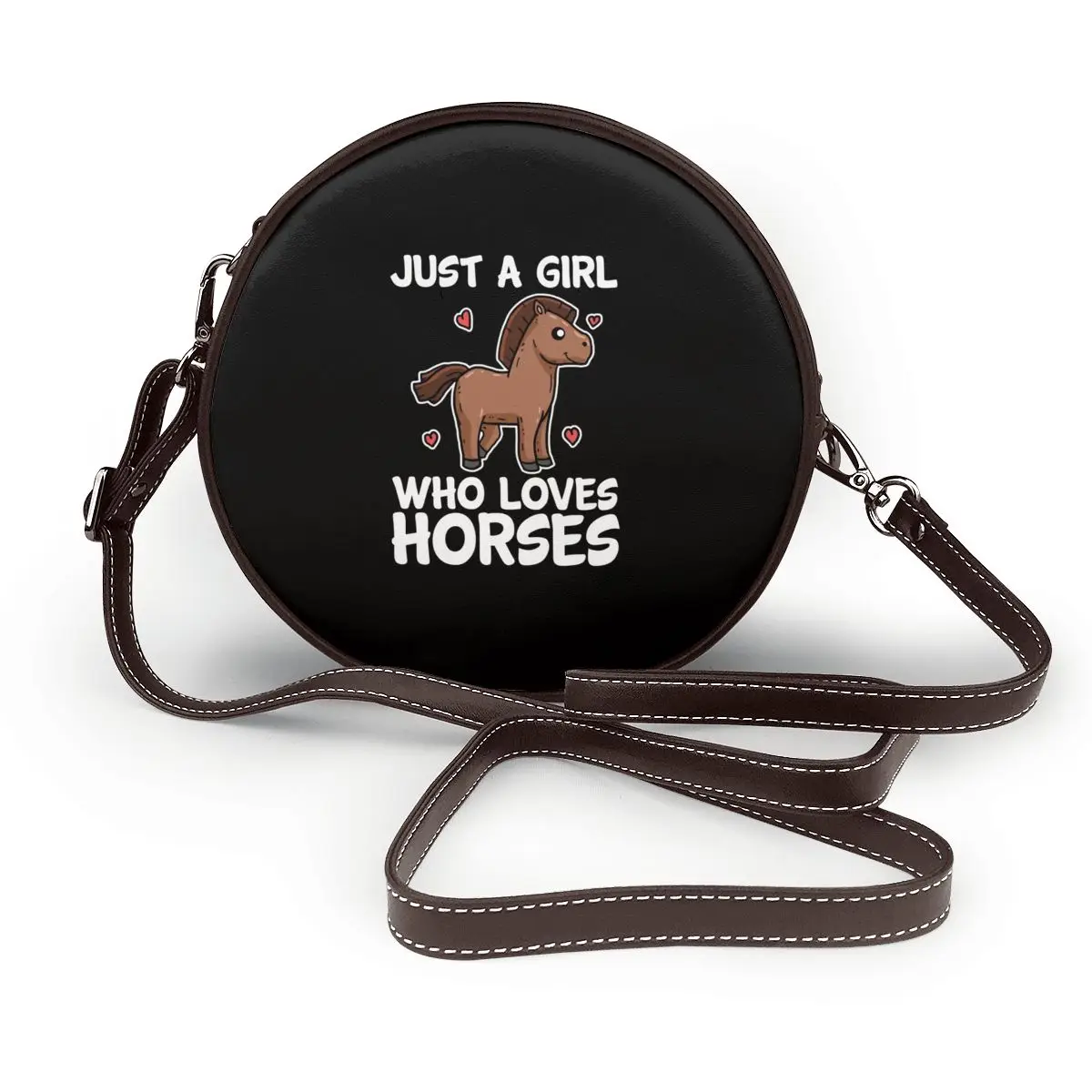

Horseback Riding Shoulder Bag Business Student Round Bag Gift Reusable Leather Purse
