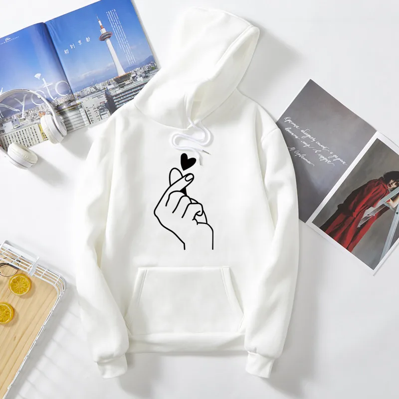 Женские Новые толстовки повседневный однотонный Свободный свитшот с принтом и