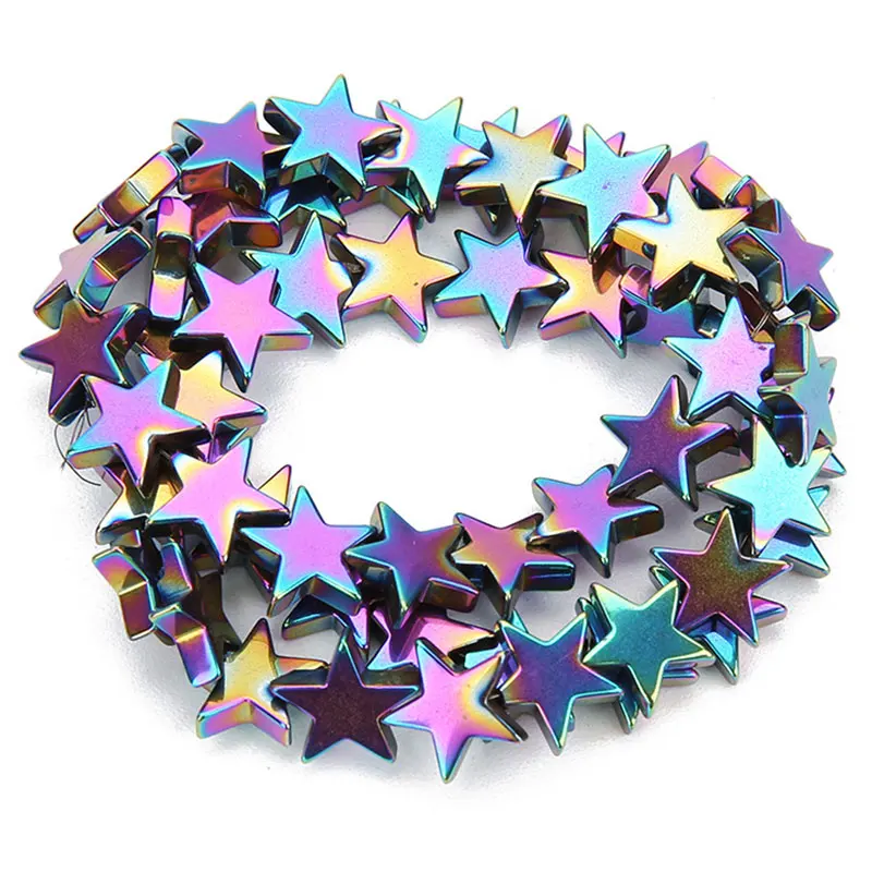 

Metallic Coated Hematite Star Shape Beads For Jewelry Making 15" Strand 6 8 10mm DIY Jewelry Accessorries Black Gold Multi-color