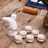 7pcsset vintage ceramics sake set japanese porcelain wine set kitchen bar dining drinkware flagon liquor cups christmas gifts