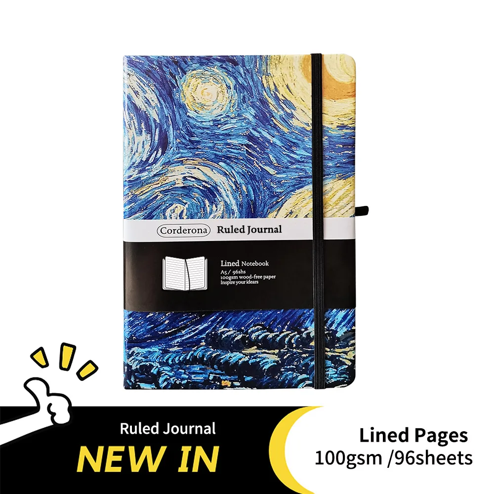 A5 Van Gogh Ruled Journal Vincent Starry Night Hard Cover Lined Notebook