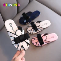 kids shoes for girl slippers 2021 summer new hollow bow leather childrens shoes leisure flip flops non slip flats girls shoes