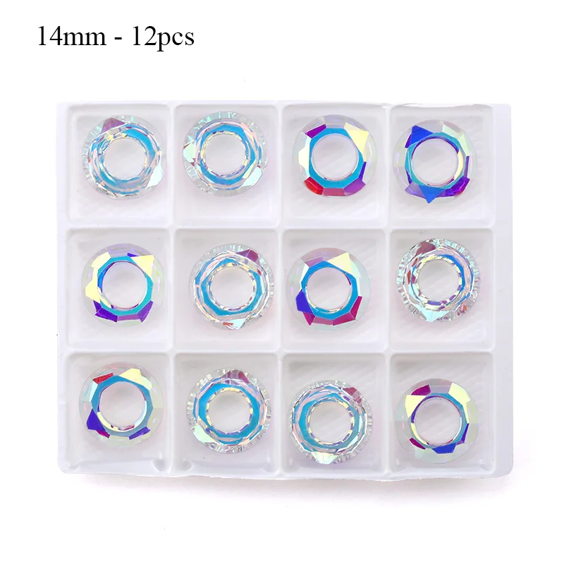 14mm - 12pcs QIAO высокое качество несколько форм кристалл AB одежда бусины разноцветные ювелирные изделия стеклянные модные подвески, DIY аксессуары - Цвет: 14mm - 12pcs