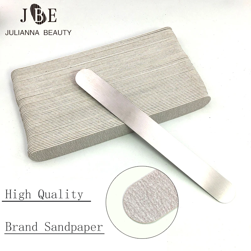 100/50 шт. 100/180/240 Съемная губка EVA шлифовальные пилки сменная наждачная бумага пилка для ногтей буфер стальная ручка металлические буферные пилки