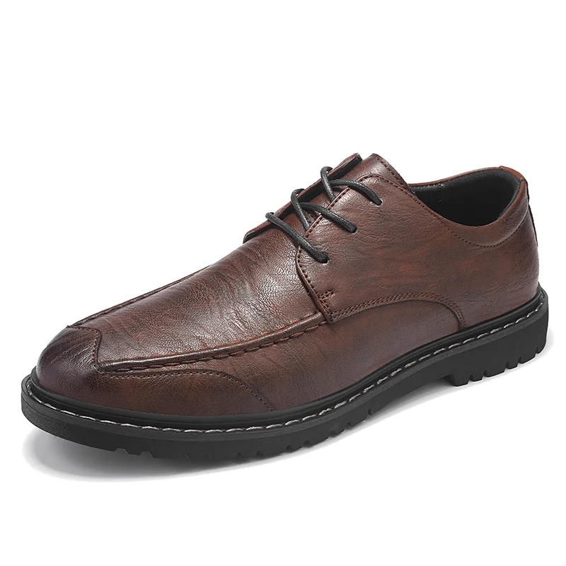 Мокасины мужские из натуральной кожи модные туфли-оксфорды на шнуровке