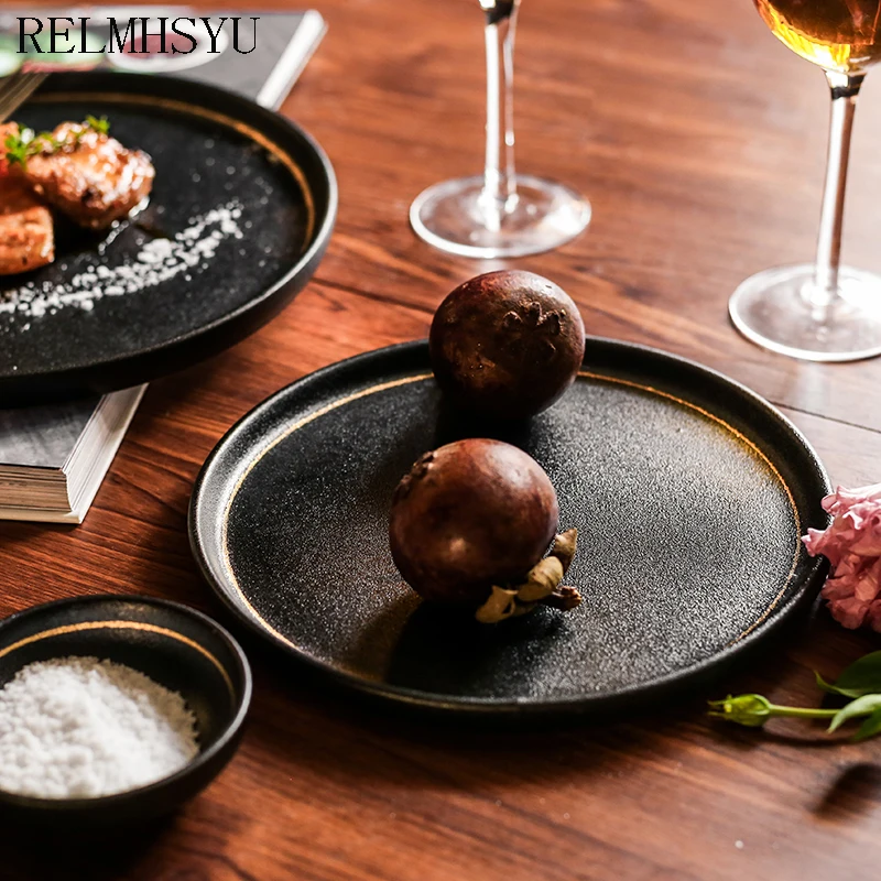 

1 шт. RELMHSYU в японском стиле, керамический матовый обеденный десерт, стейк, Кондитерские круглые столовые приборы