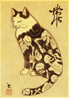 lot style choose japanese anime cat art print silk poster home wall decor