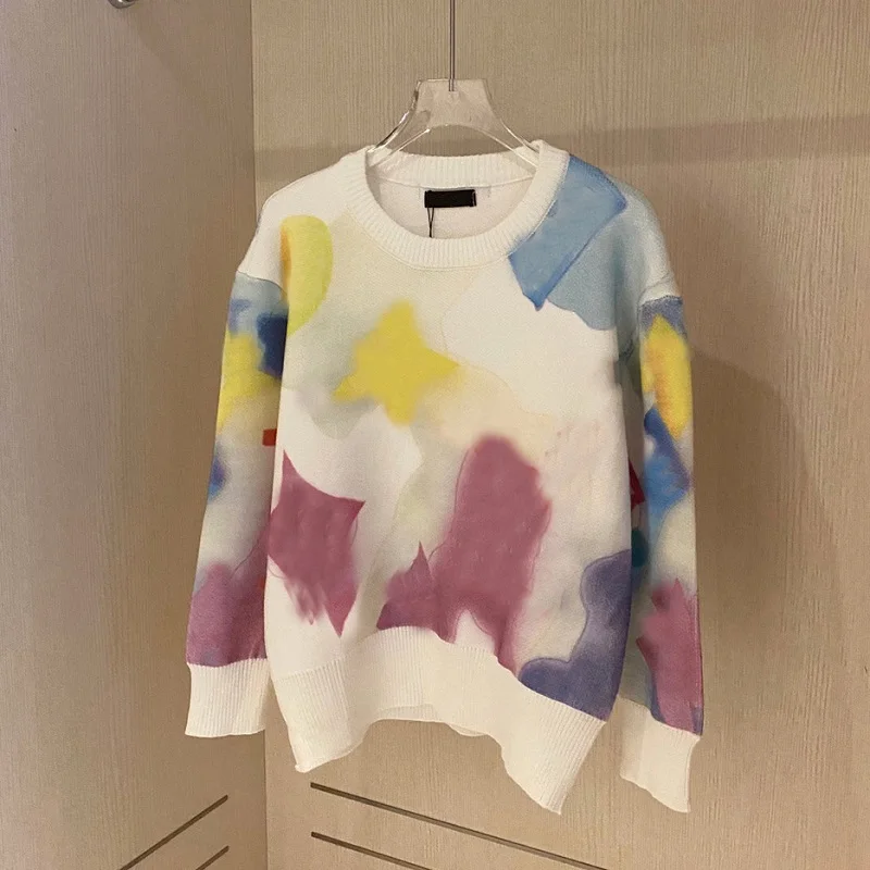 

OOTD Fall 2021 New Rendering Colorful Sweater Collar Autumn Girl Leisure Lovers Knitting Sweater Popular Logo Dress