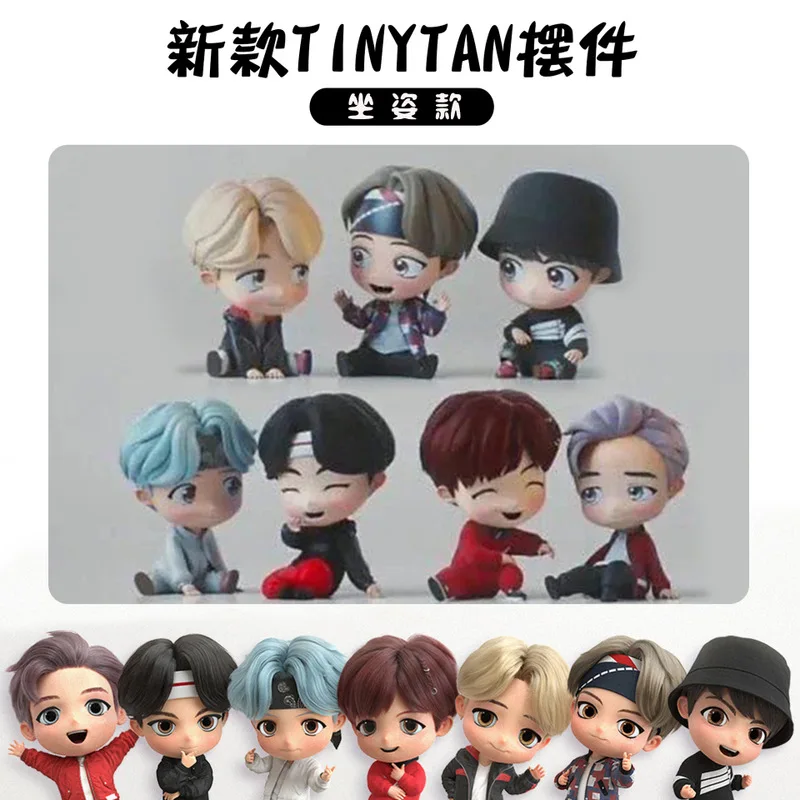 

2021 NEW 7PCS/set Bangtan Boys Groups Model Toys KPOP Star TOP Group A.R.M.Y PVC Keychain Action Figures Keyring Bt Kid