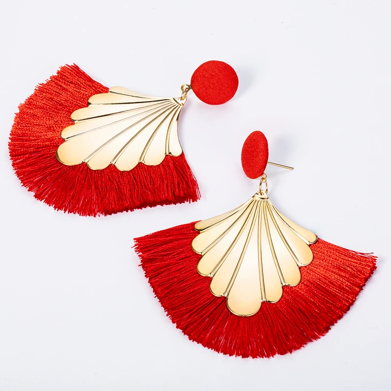 VCORM новые богемные золотые серьги с кисточками для женщин 2019 модные хлопковые