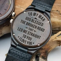 to my boyfriends back carved blessing leather watch with sandalwood watch