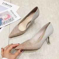 women high heel pumps pointed toe fashion bling soft high heels 7 5cm women sexy wedding party pumps thin female office shoes