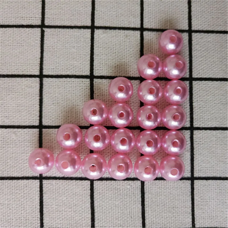 

straight hole size select 6/8/10mm pink Pearl Cabochon Round Pearl Imitation ABS Beads for Jewelry accessories Findings DIY