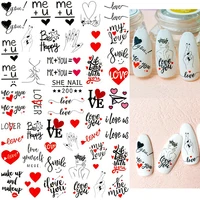 2pcs 3d nail sticker cool english letter stickers for nail foil love heart design nails accessories fashion manicure sticker