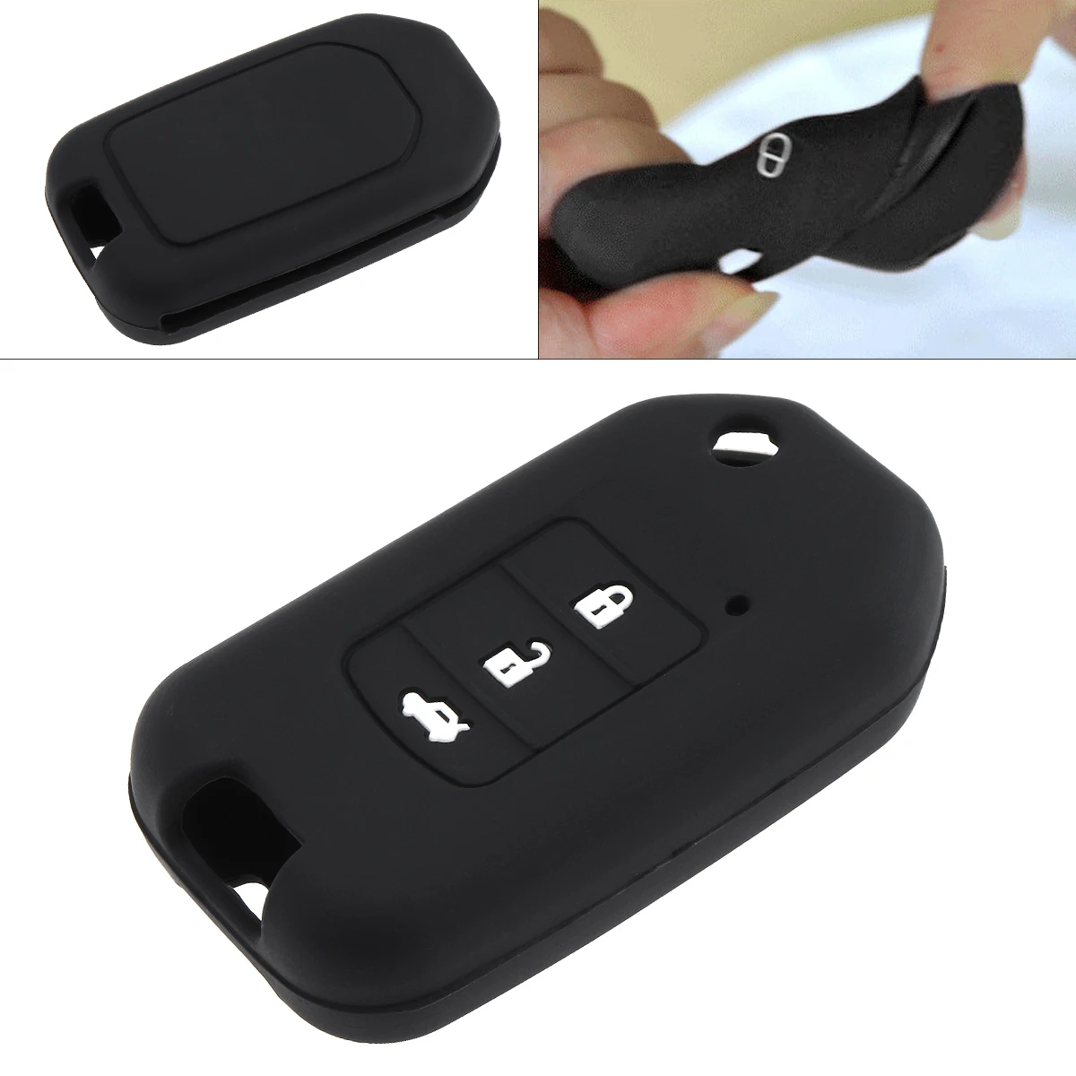 3 Buttons Silicone Smart Remote Car Key Case Holder Protector Fit for Honda Civic CR-V HR-V Accord Jade Crider Odyssey 2015-2018 |