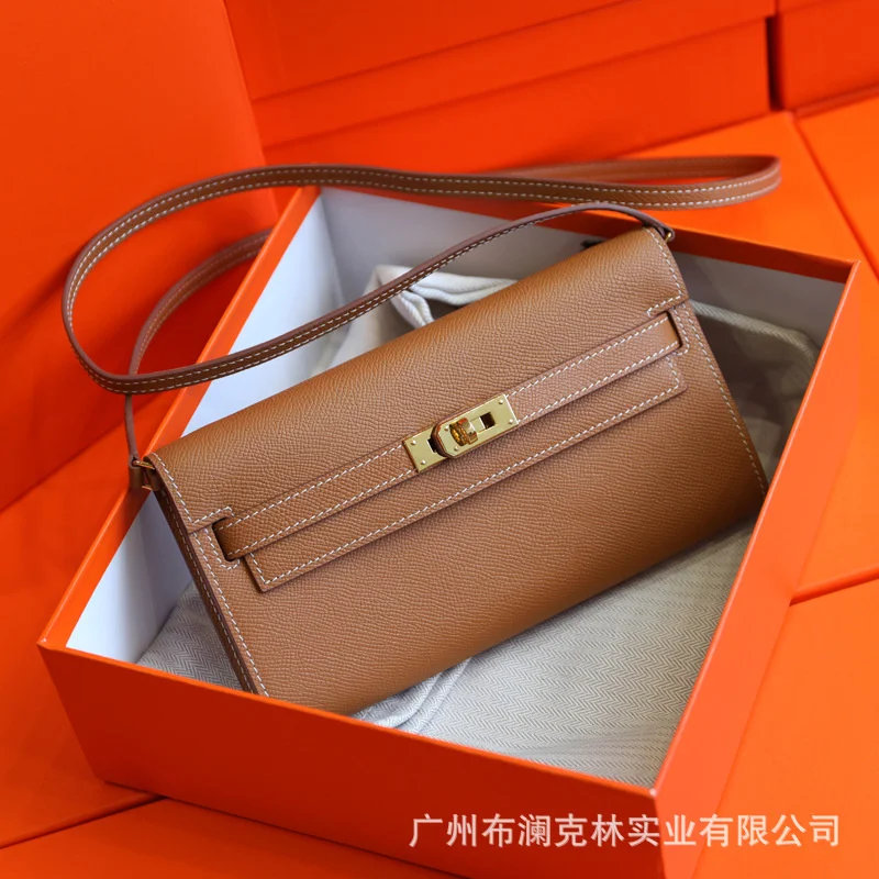 2021 new Kelly purse women s Bag Mini Shoulder Bag straddle leather women s bag h button long hand bag