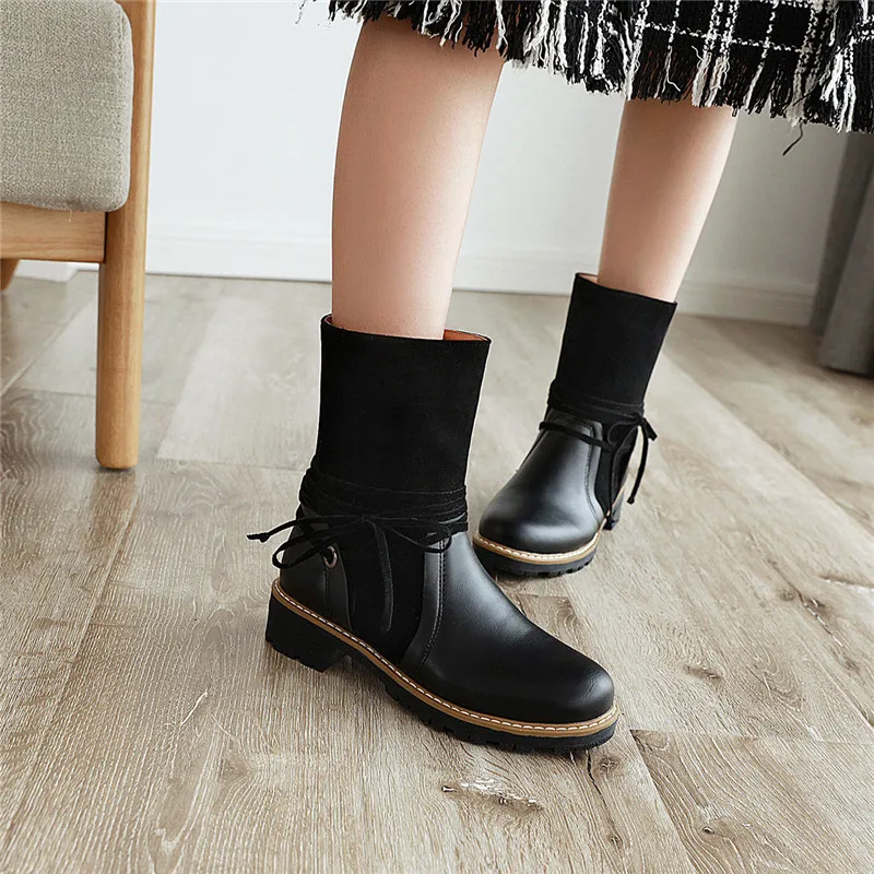 

ASUMER 2020 Newest ankle boots women pu flock autumn winter short boots comfortable low heels casual shoes female big size 43