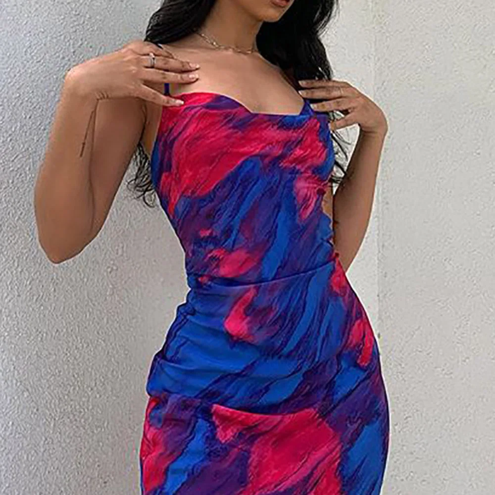 

Women's Dress Fashion Oversize Western Style African Sexy Backless Folds Printing 2021 Spring Summer Simple Sling Dress