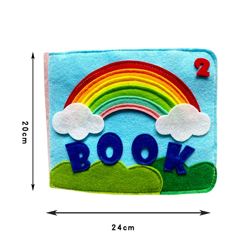 Montessori-Libro de tela de arco&iacute;ris 3D para beb&eacute;, Educaci&oacute;n Temprana, tablero de actividades, libro silencioso, aprendizaje de Vida B&aacute;sica, desarrollo de habilidades-4