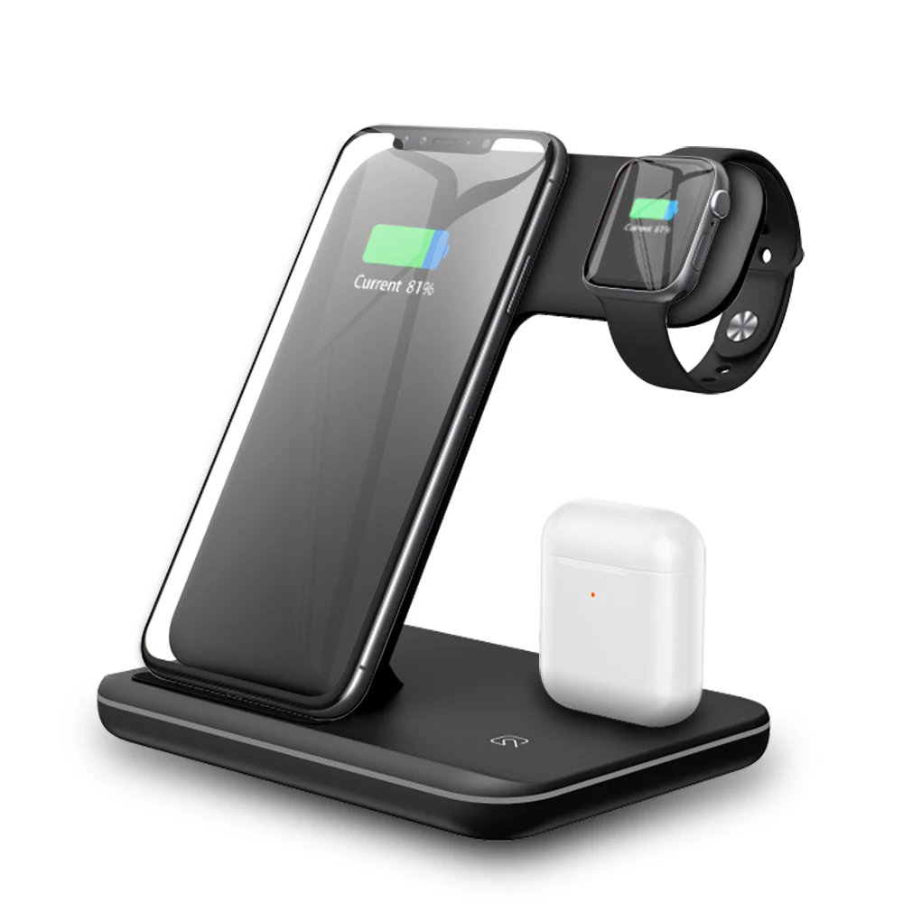 15 Вт 3 в 1 Qi Беспроводное зарядное устройство для iPhone 11 X Xs XR для Apple Watch Airpods 10 Вт Быстрая Зарядка Док-станция Подставка для samsung S10 S9 - Цвет: Black