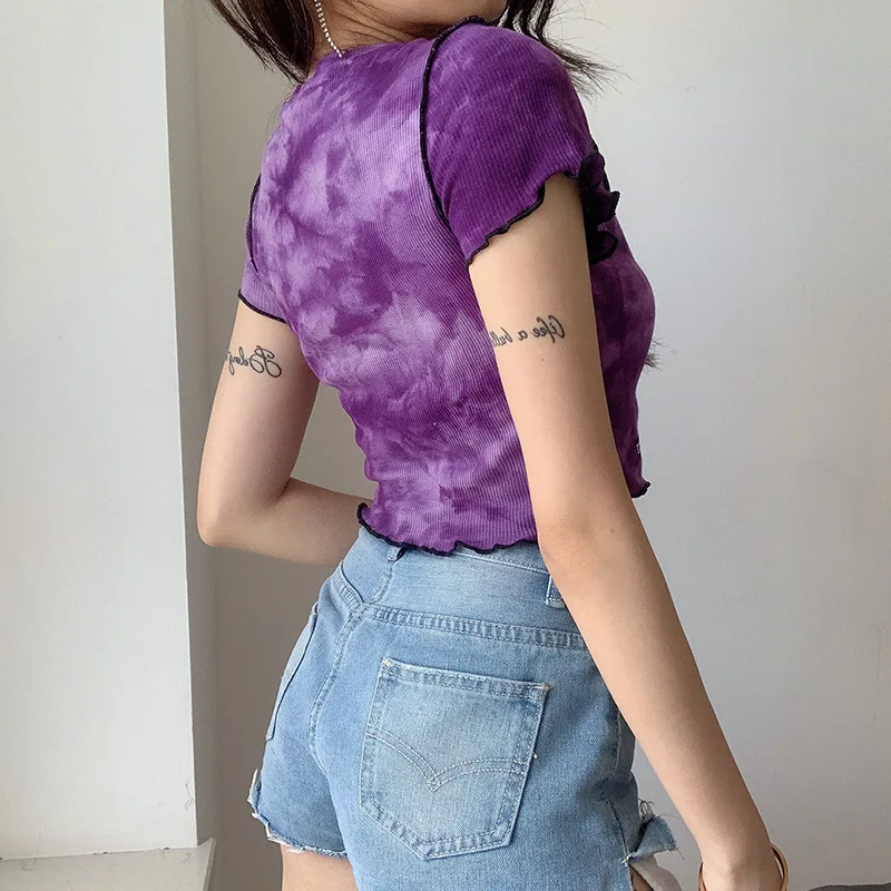 

Gothic Woman Tshirts Fashion Clothing Sexy Tops Streetwear Chain Punk Tight Shirt Exposure of Navel Short Sleeve V-Neck Autumn