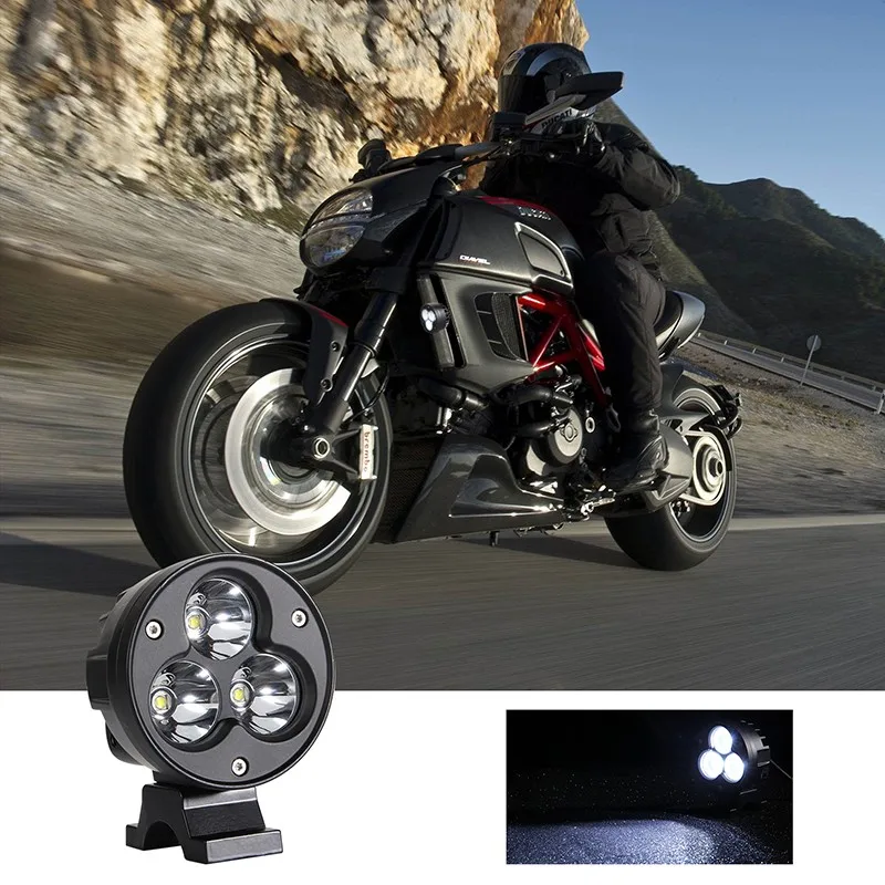 

2PCS Universal Headlight 3 LED Motorcycle Motorbike 6000K Moto Spotlight Waterproof Fog Spot Motos Bulb Super Bright 12v Gift