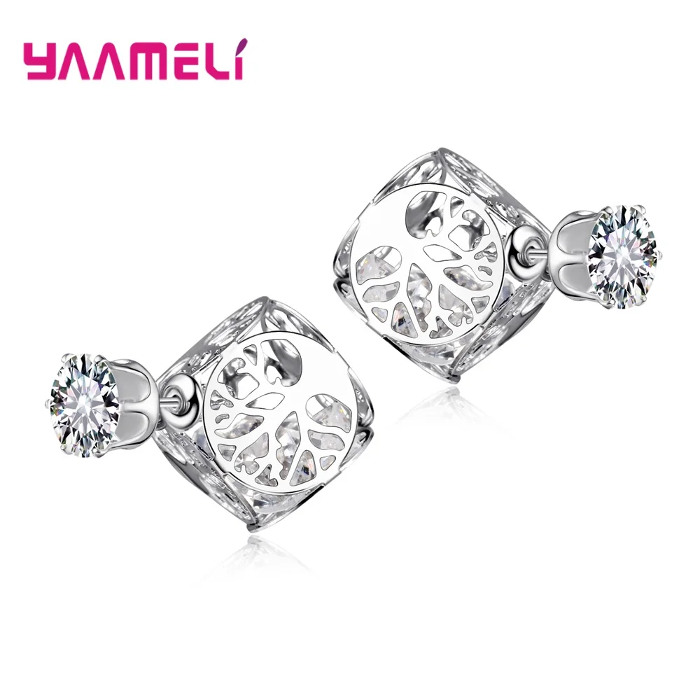 

Ретро Модные серьги в виде дерева подарок на день рождения для женщин девушек пустой кубик стерлингового серебра 925 пробы ювелирные изделия...