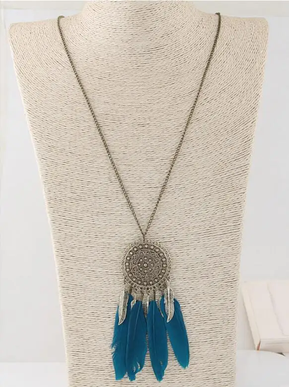 

ZA Fashion Charming Feather Round Long Necklaces Pendents accessories Women Jewelry