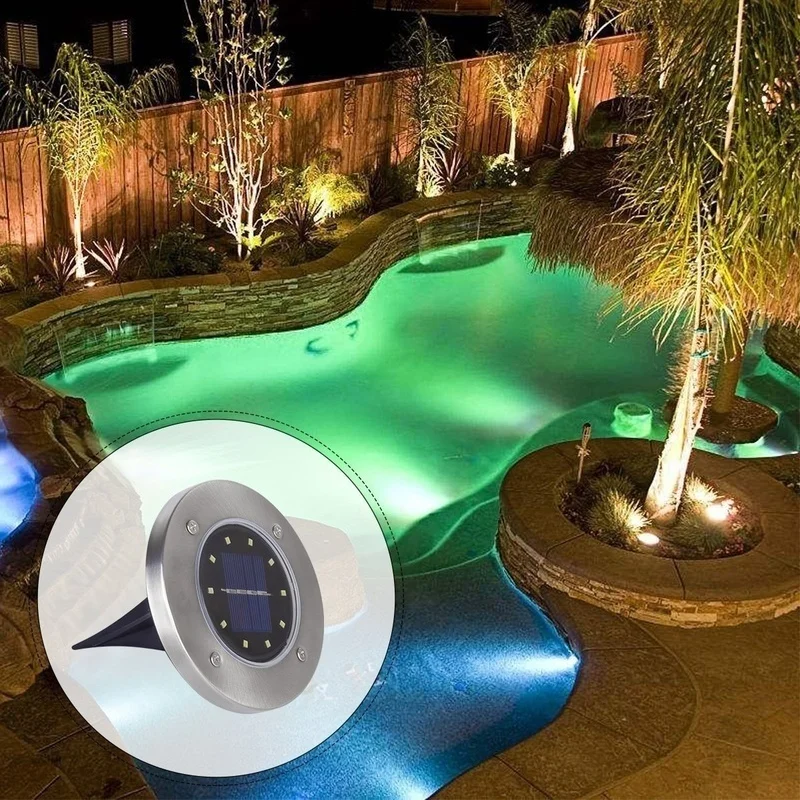 8/12LED солярные наружные фонари сад путь Водонепроницаемый в зарытый землю