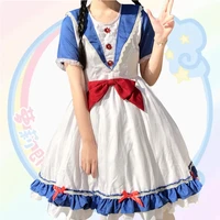 japanese lolita sweet dress harajuku sailor collar navy dresses vintage bow kawaii girls preppy style long sleeve dress