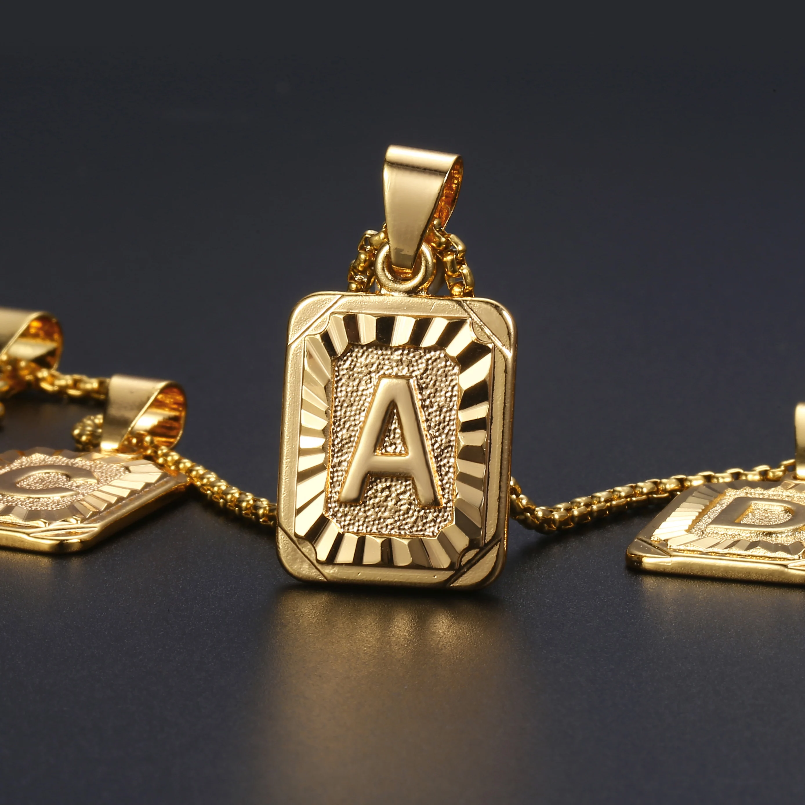 26 Initials Square Alphabet Pendant Necklace For Women Men Gold Golor Name Charm Box Link Chain Best friend Necklaces Jewelry | Украшения и