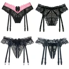 Женский сексуальный кружевной прозрачный пояс для чулок, бесшовное интимное нижнее белье, жемчужные массажные трусики с поясом на подтяжках для чулок