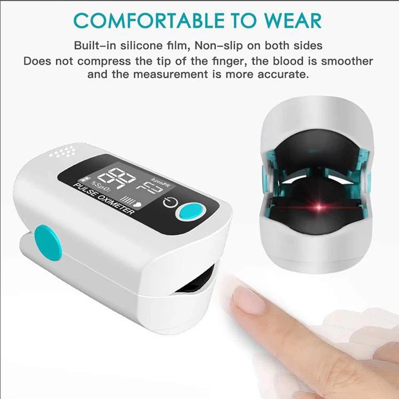 Household Health Digital Finger Oximeter Fingertip Pulse Oximeters PR Finger Blood Oxygen SPO2 Heart Rate Monitor Meter Battery