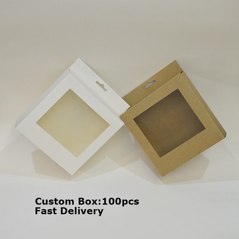 10 шт. коробка на заказ бумажная оконная упаковочная Подарочная прозрачная