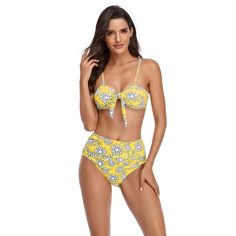 

Swimsuit Women 2021 High Waist Beachwear Two Piece Set Floral Print Bikini Sexy Bathing Suit Swimwear 2 PC
