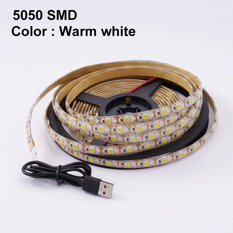 Warm white LUCKY светодиодный 5 в светодиодный USB ТВ ПОДСВЕТКА светодиодный светильник водонепроницаемая лента 5050 SMD Гибкая RGB лента с пультом дистанционного управления 24 ключа 3 ключа Wifi - Испускаемый цвет: Warm white