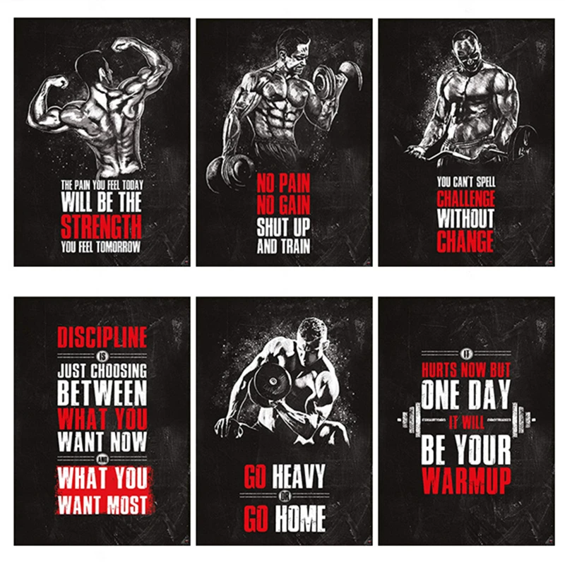 Muscle Bodybuilding Fitness Motivational Quotes Art Canvas Painting Poster Wall Picture Print For Home Gym Office Decor Leather Bag