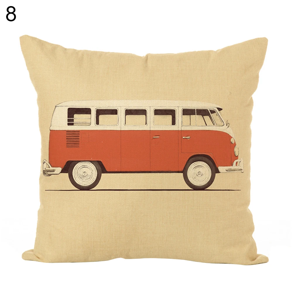 Льняной материал печать фрукты велосипед/автобус печатных наволочка чехол