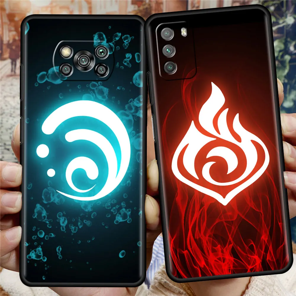 genshin impact logo case for xiaomi mi poco x3 nfc m3 pocophone f1 f3 gt redmi k40 pro for mi 10t pro capa phone cover free global shipping