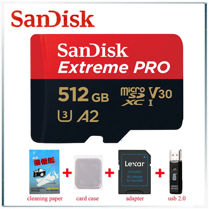 Sandisk Экстрим pro micro sd карта 256 ГБ tf карта памяти cartao de memoria tarjeta microsd 32 Гб tf карты gopro - Емкость: 512GB Free Gift A