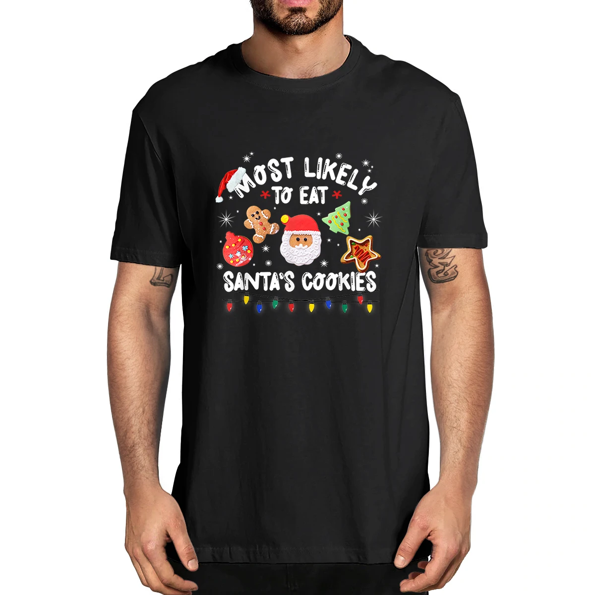 

100% Cotton Most Likely to Eat Santas Cookies Matching Family Christmas Men's Novelty T-Shirt Women Casual Streetwear Harajuku