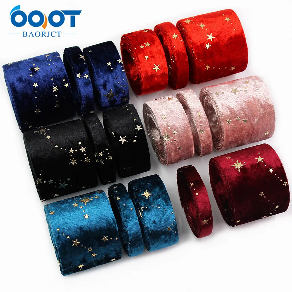 Двусторонняя Золотая Вельветовая шапка со звездами тканевые ленты 2 дюйма (50 мм)