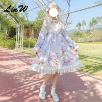 gothic lolita daily dress cute rabbit soft sister japanese op long sleeved victorian kawaii sweet dress girl autumn winter