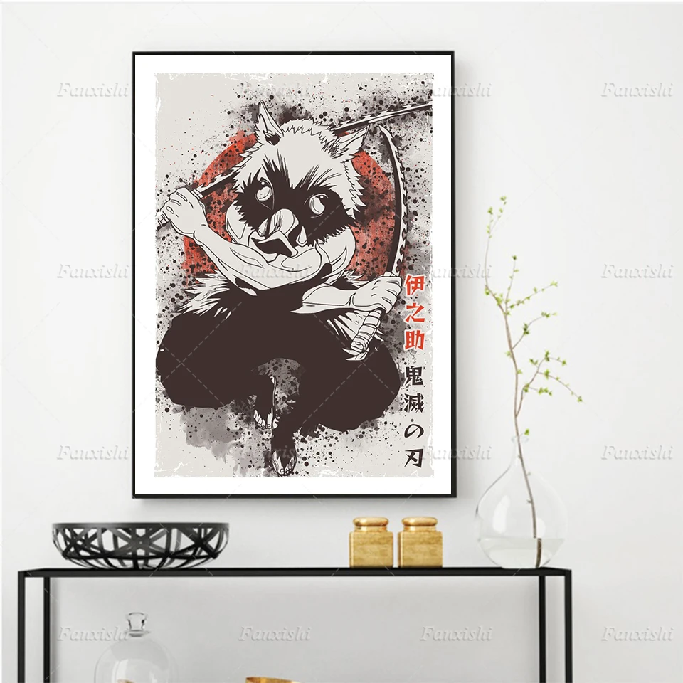 

Anime Poster Demon Slayer Inosuke Wall Art Prints Canvas Nordic Hd Retro Modular Pictures Boy's Living Room Home Decor Painting