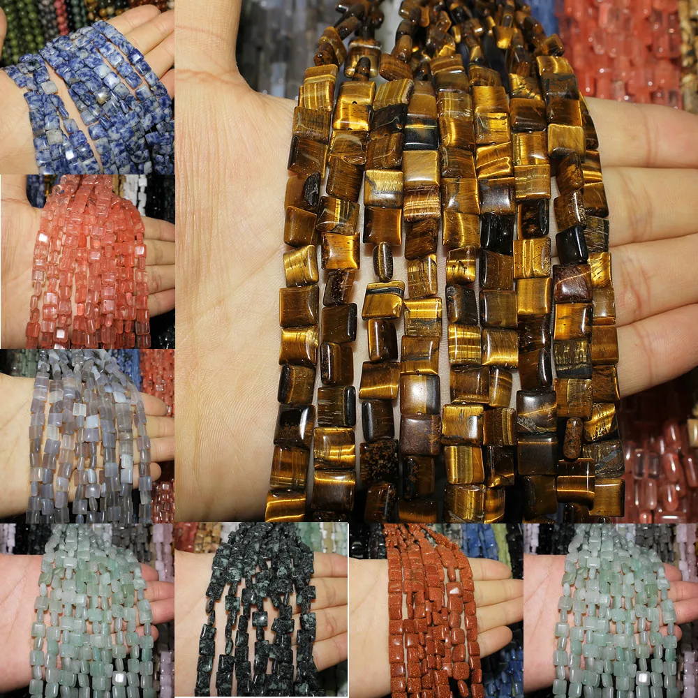 

12mm Square Shape Natural Semi-precious Stone Loose Beads Strand DIY Production Bracelet Necklace Jewelry Accessories