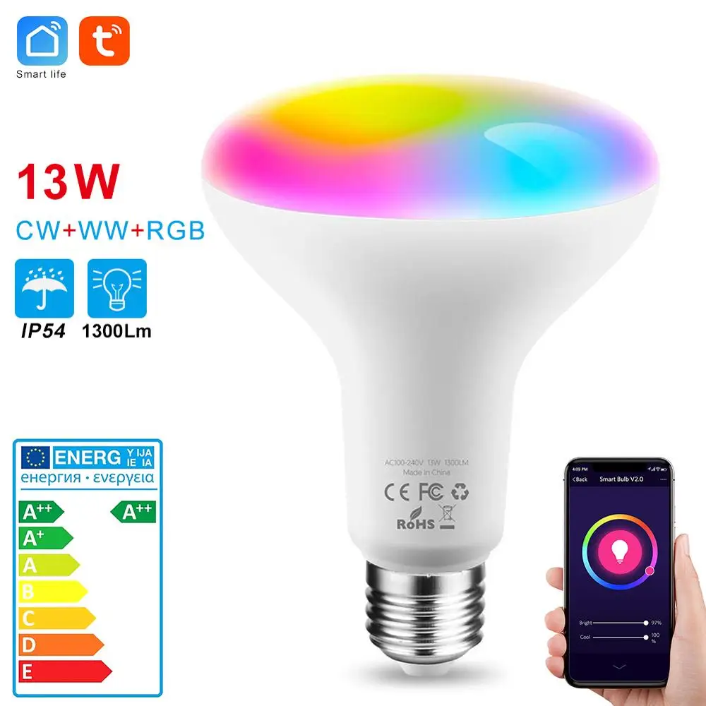 13W E26 CW-WW-RGB YOSYN E27 Smart Светодиодный лампочки Wi-Fi 13 Вт RGB Красочная Светодиодная лампа с регулировкой многоцветный Wake-Up светодиодный свет смарт-лампа Alexa Google Home - Комплект: 13W E26 CW-WW-RGB