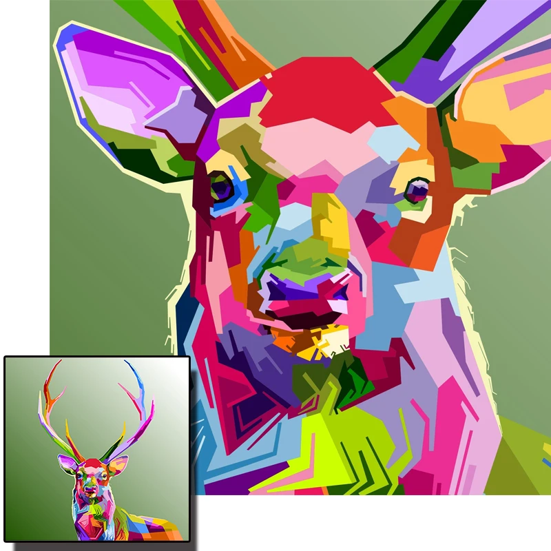 Рождественское украшение картина плакат с лосем холст принт маслом ручная