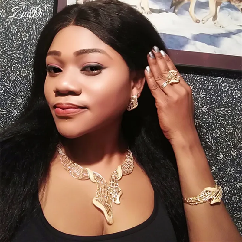 

ZuoDi 2019 nigerian woman wedding bridal jewelry set Dubai Gold Designer jewelry sets Wholesale african beads jewelry set